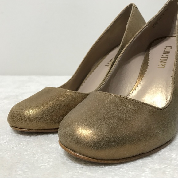 Colin Stuart Gold Leather Wedge Size 9 399 - Picture 6 of 13